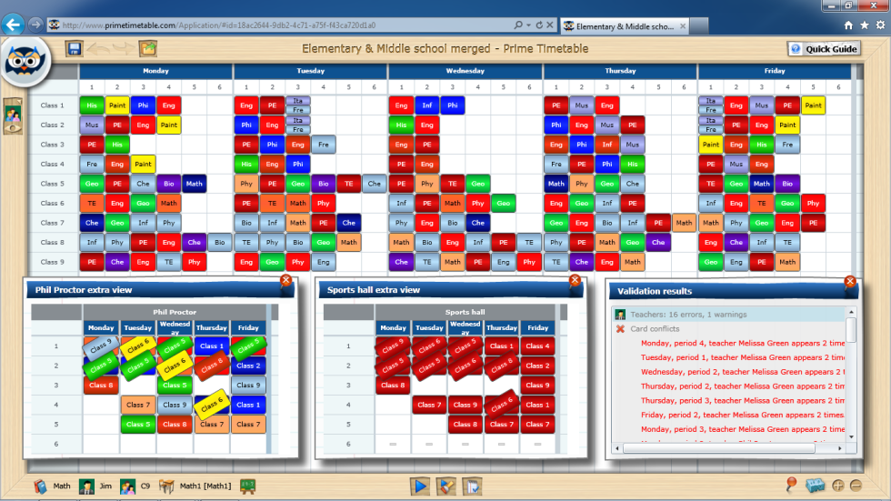 Merged school timetable